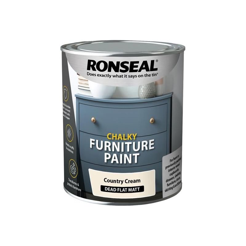 Ronseal Chalky Furniture Paint Country Cream 750ml Ronseal - Dynamic Drive