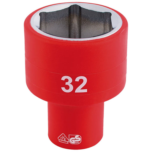 Draper Fully Insulated VDE Socket, 1/2" Sq. Dr., 32mm 32017 Draper - Dynamic Drive