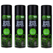 4x Autotek Professional Gloss Black 500ml Spray Paint High Coverage Autotek - Dynamic Drive