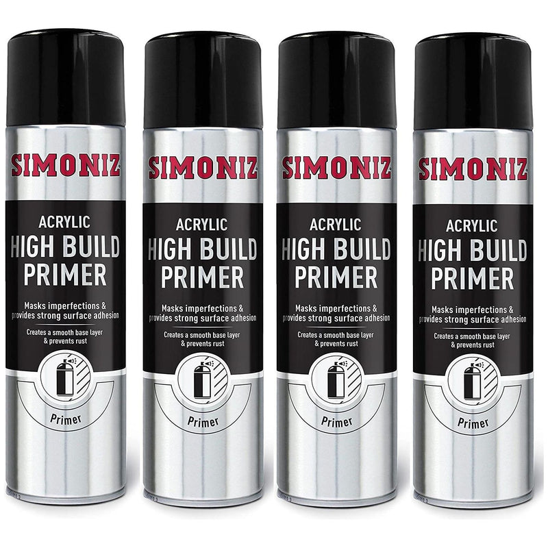 4x Simoniz High Build Primer Spray Putty Filler Aerosol Paint 500ml SIMB90D Simoniz - Dynamic Drive