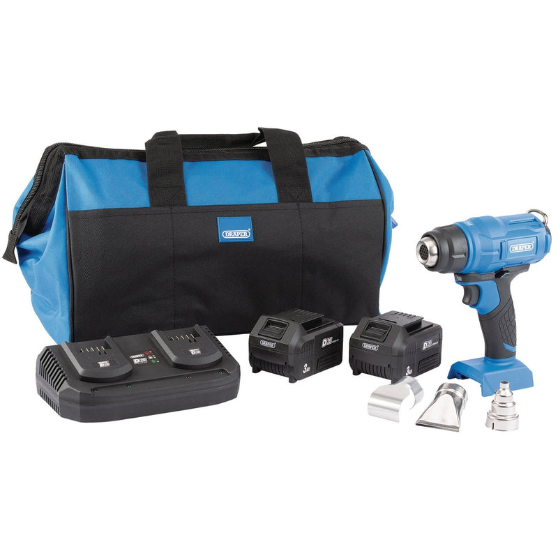 Draper D20 20V Heat Gun, 2 x 3.0 Ah Batteries, 1 x Twin Charger, 1 x Bag 99738 Draper - Dynamic Drive