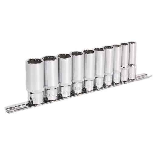 Sealey Premier 10pc 3/8" Total Drive Deep Socket Set 10-19mm Hex Spline Torx Sealey  - Dynamic Drive