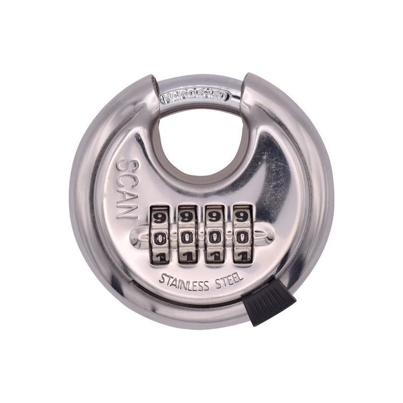 Scan Stainless Steel Disk Type Combination Padlock 70mm Scan - Dynamic Drive