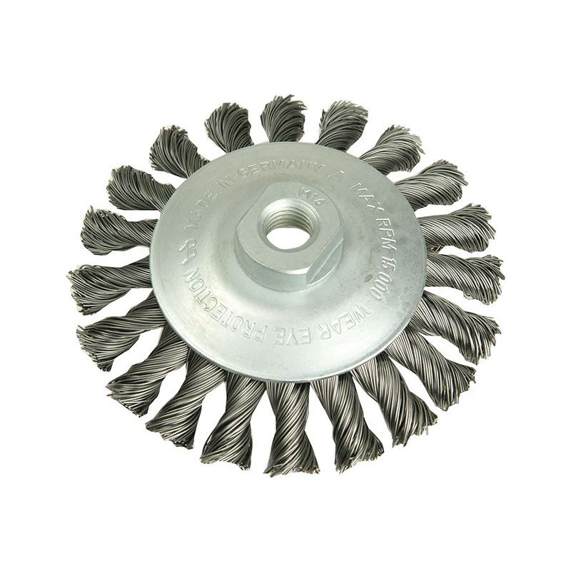 Lessmann Conical Knot Brush 115mm M14 Bore, 0.50 Steel Wire Lessmann - Dynamic Drive