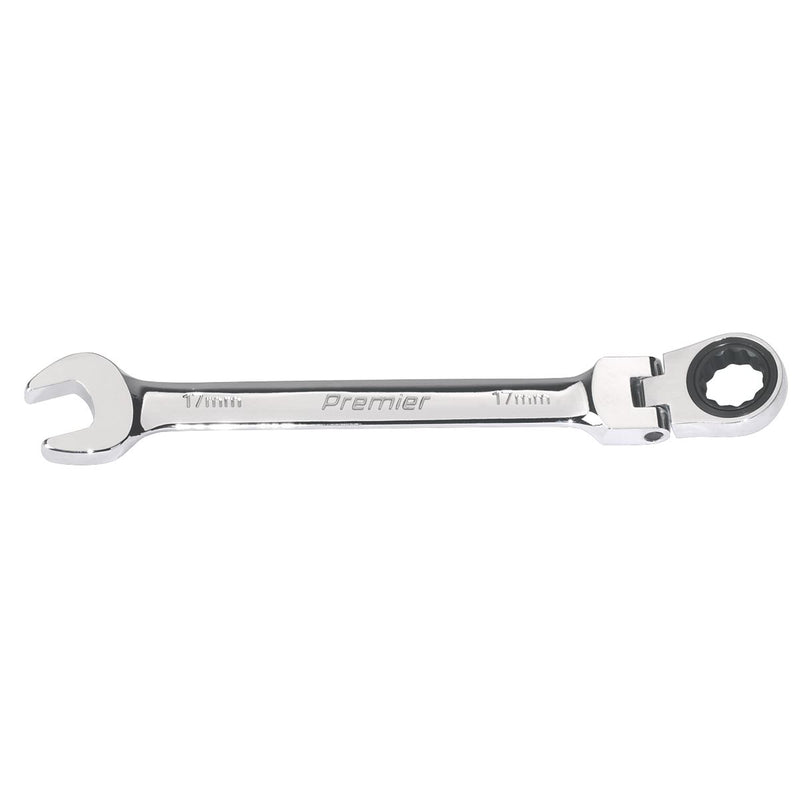 Sealey Flexi-Head Ratchet Combination Spanner 17mm FHRCW17 Sealey - Dynamic Drive