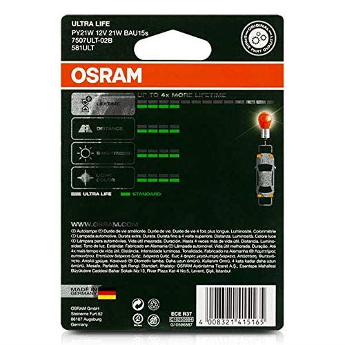 Osram ULTRA LIFE PY21W halogen signal lamp, turn indicator light, 7507ULT-02B, 1 Osram  - Dynamic Drive