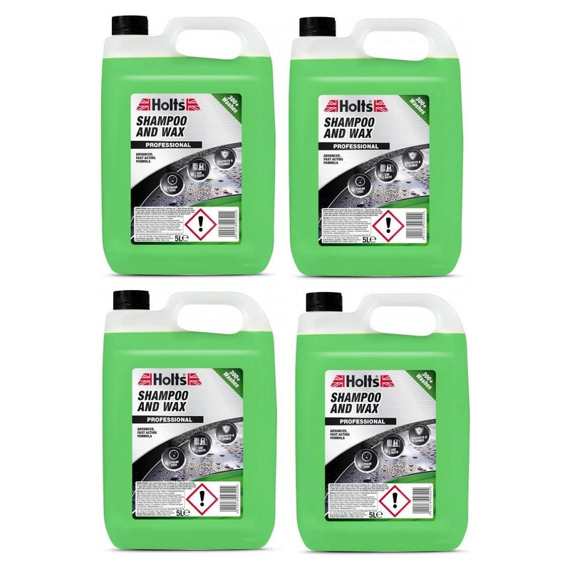 4 x Holts Car Shampoo and Wax Streak Free Professional Wash Polish Shine 5L Holts - Dynamic Drive