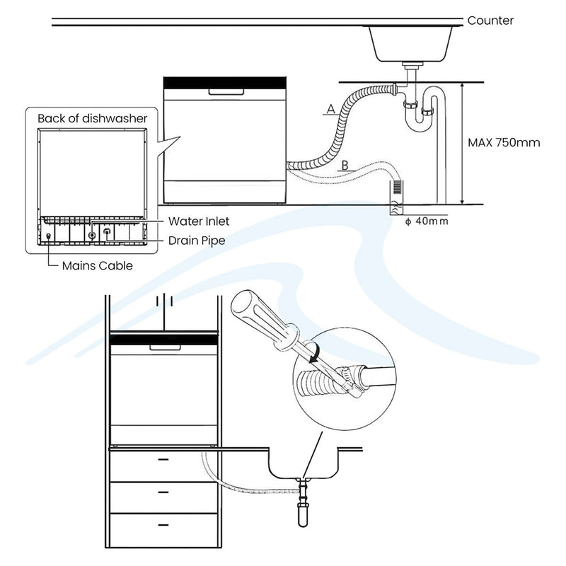 Baridi Tabletop Dishwasher 8 Place Settings 8L Capacity - Silver DH87 Baridi - Dynamic Drive