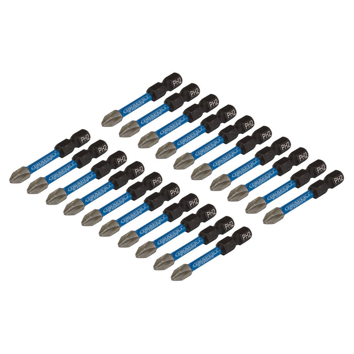 Draper Expert Cross Slot/PH Type Impact Screwdriver Bits, No.2 x 50mm, 1/4" Hex Draper  - Dynamic Drive