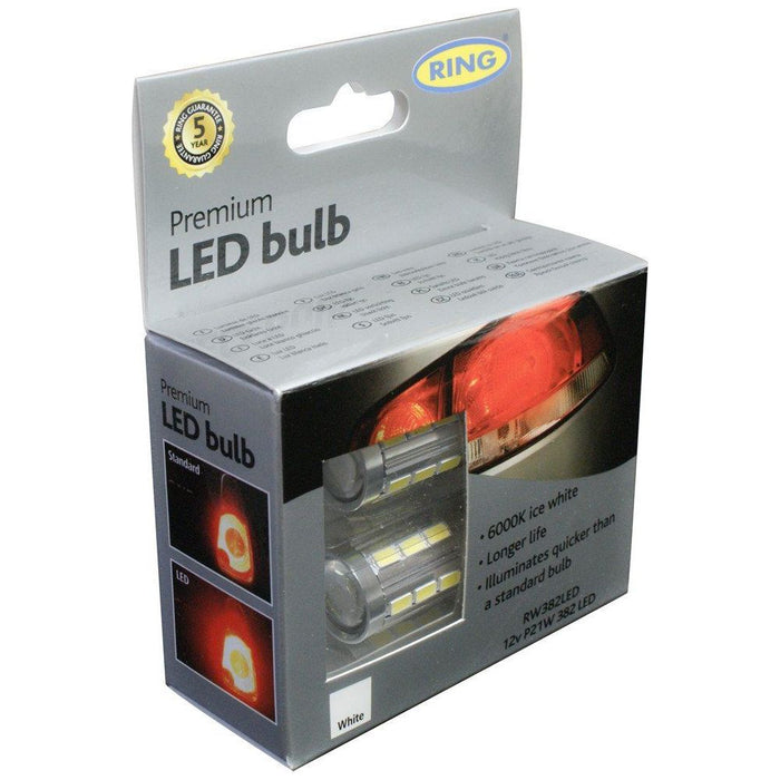 Ring Premium Rw382Led 6000K Ice White 12V 382 P21W Ba15S Bayonet Brake Stop Or T Ring Automotive - Dynamic Drive