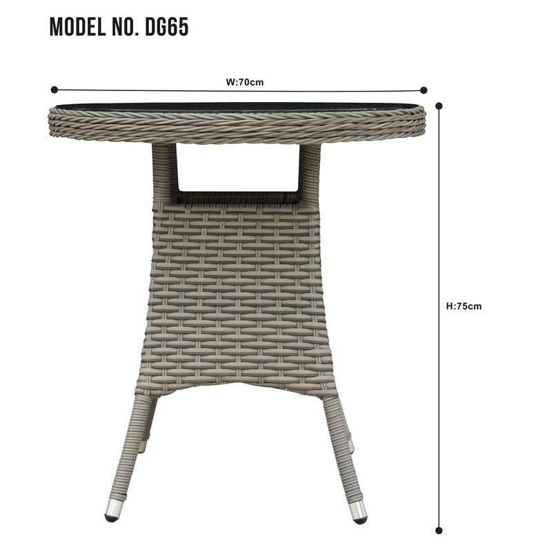 Dellonda Chester Rattan Wicker Round Outdoor Table with Tempered Glass Top Dellonda - Dynamic Drive