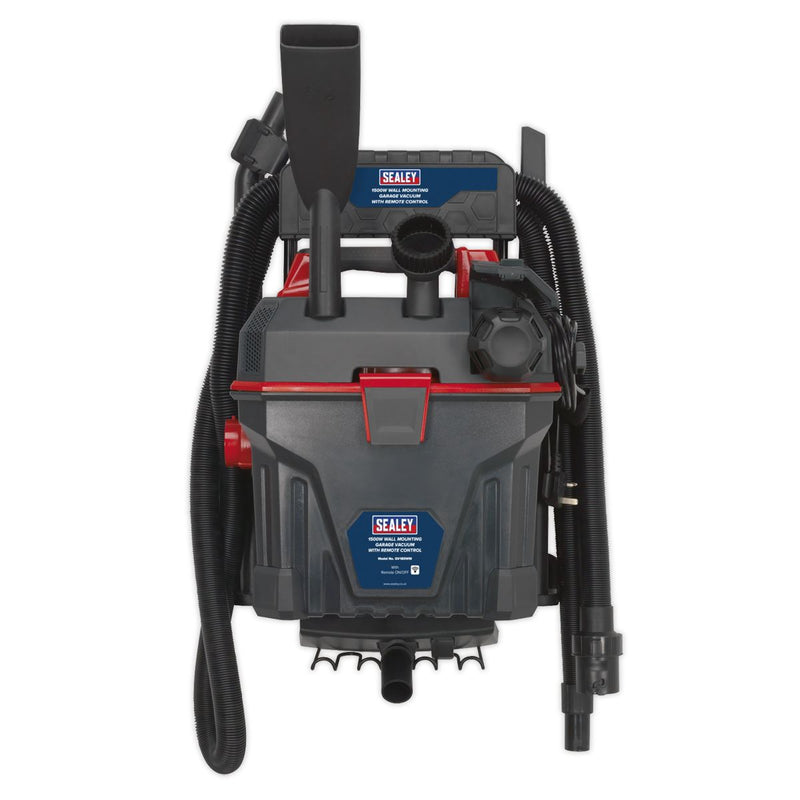 Sealey Garage Vacuum 1500W with Remote Control Wall Mounting GV180WM Sealey - Dynamic Drive