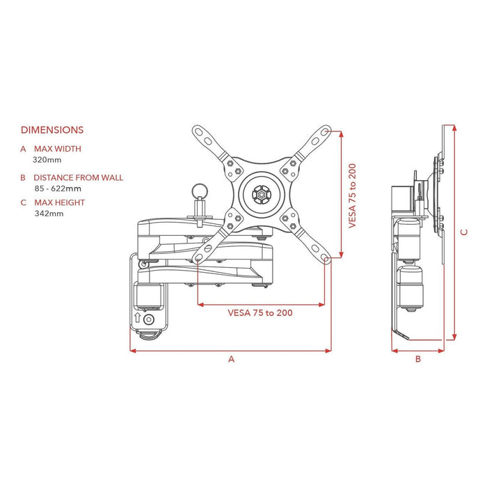 Maxview Cantilever 3 Arm Wallmount Dual Lock 13" - 40" M7441 Maxview - Dynamic Drive