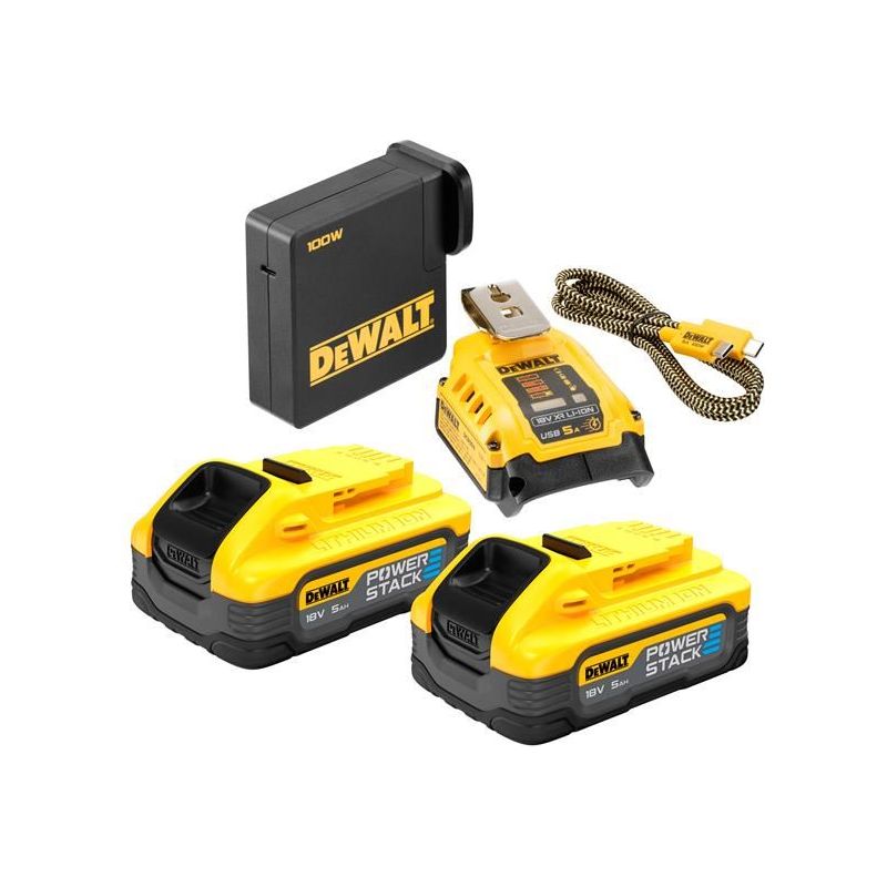 Dewalt Power Tools DCB094 H2USB-C POWERSTACK™ Starter Kit 18V 2 x 5.0Ah Li-ion DeWALT Power Tools - Dynamic Drive