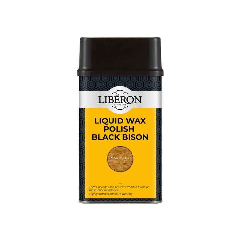 Liberon Liquid Wax Polish Black Bison Medium Oak 500ml Liberon - Dynamic Drive