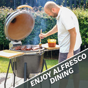 Dellonda Deluxe 22"(56cm) Ceramic Kamado Style BBQ with Wheeled Stand Dellonda - Dynamic Drive