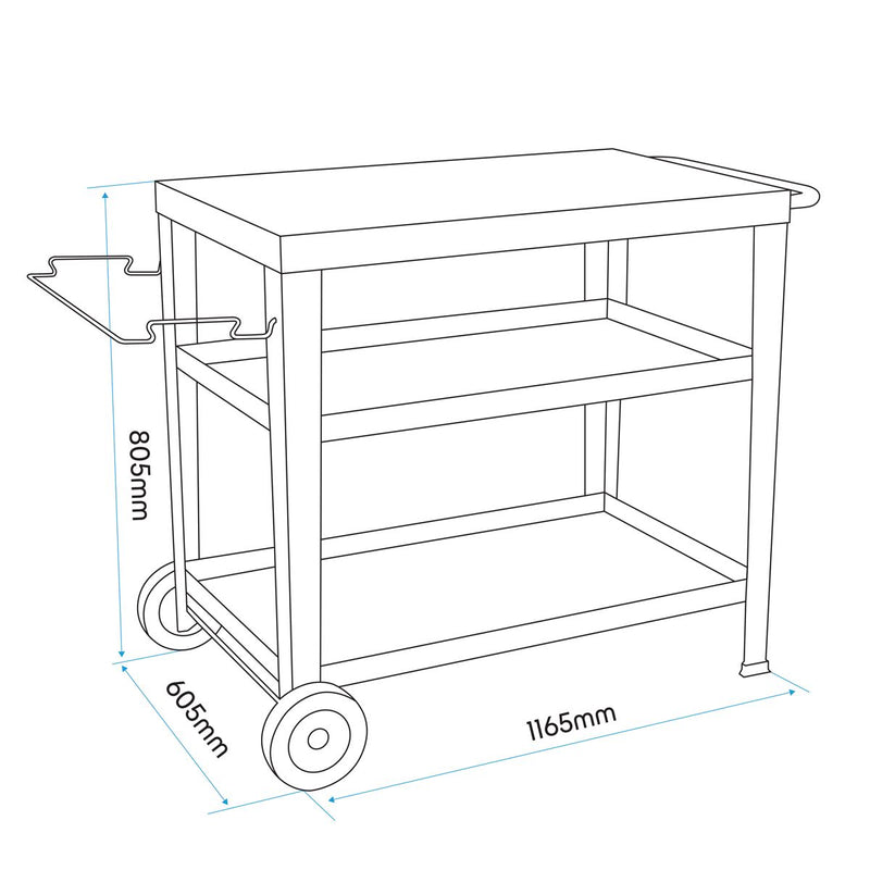 Dellonda Plancha Trolley with Utensil Holder - Stainless Steel Top Dellonda - Dynamic Drive