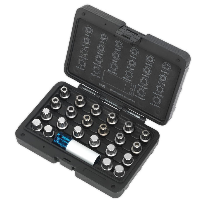 Sealey Locking Wheel Nut Key Set 23pc VAG SX210 Sealey - Dynamic Drive