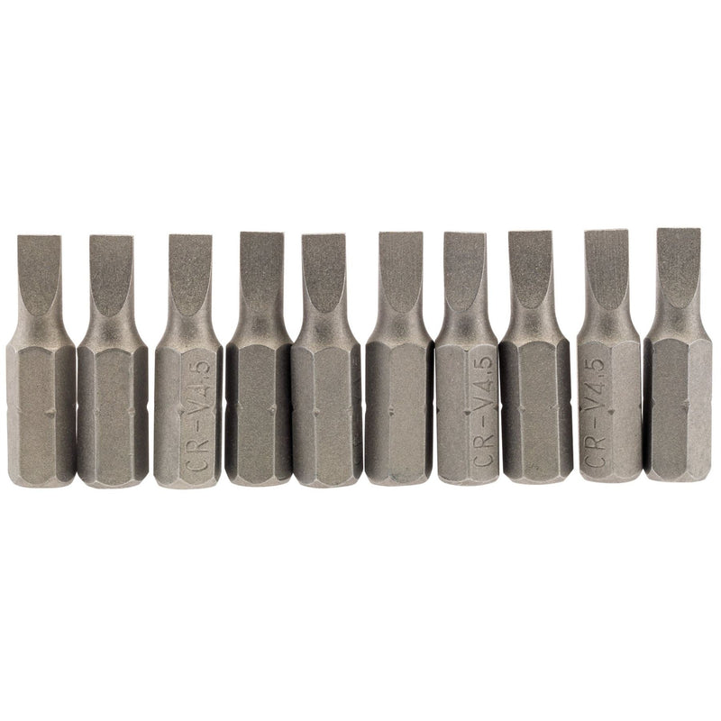 Draper Plain Slot Insert Bit, 4.5mm, 1/4" Hex, 25mm Long (Pack of 10) 64027 Draper - Dynamic Drive