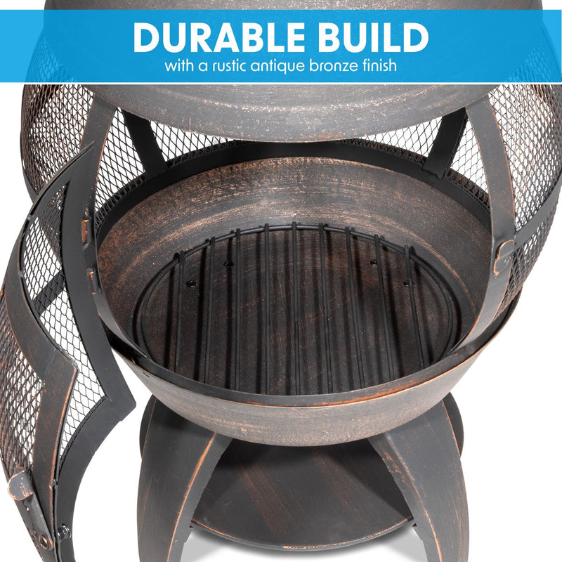 Dellonda Deluxe 360 Chiminea/Fire Pit - Antique Bronze Finish Dellonda  - Dynamic Drive
