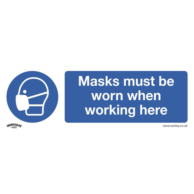 Sealey Mandatory Safety Sign Masks Must Be Worn Self-Adhesive Vinyl Pack of 10 Sealey - Dynamic Drive