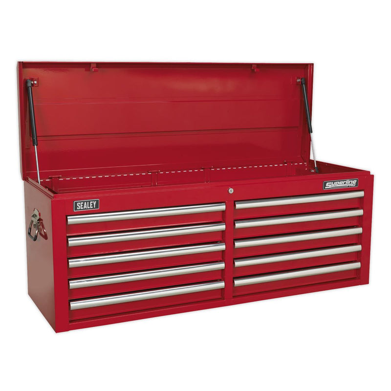 Sealey Topchest 10 Drawer with Ball-Bearing Slides Red AP5210T Sealey - Dynamic Drive
