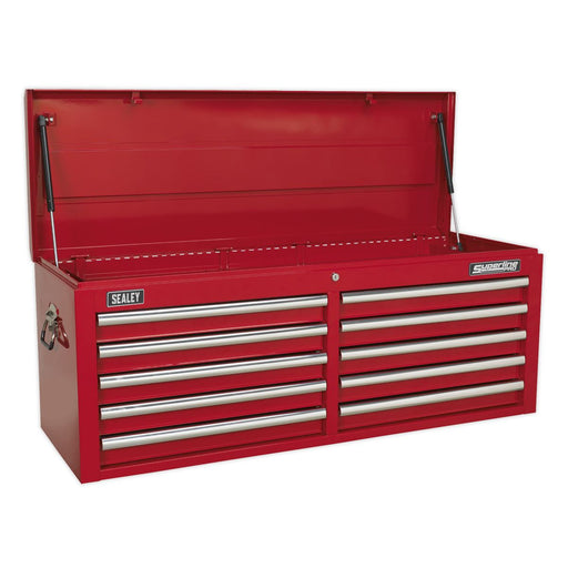 Sealey Topchest 10 Drawer with Ball-Bearing Slides Red AP5210T Sealey - Dynamic Drive