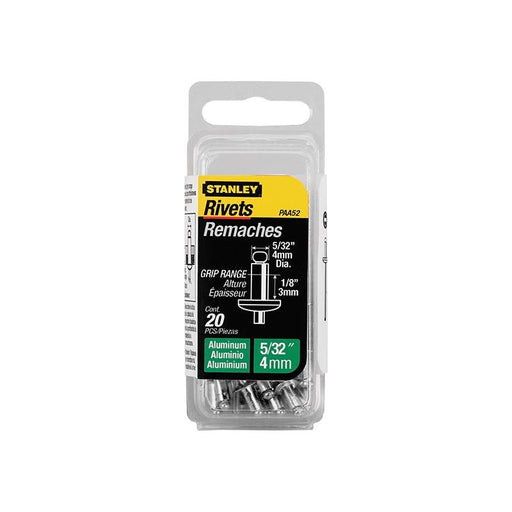 Stanley® Hand Tools 1-PAA52 Aluminium Rivets Short 4 x 3mm Pack of 20 STANLEY® Hand Tools - Dynamic Drive
