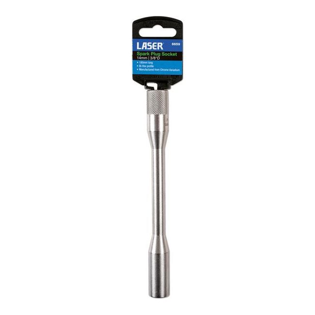 Laser Long Spark Plug Socket 3/8"D 14mm 6659 Laser - Dynamic Drive