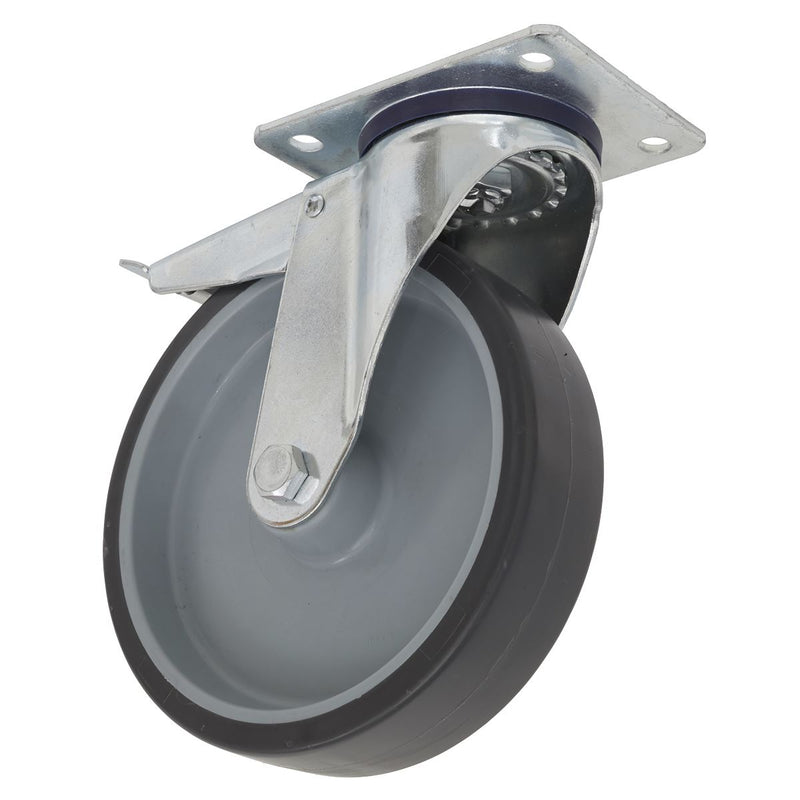 Sealey Medium-Duty Thermoplastic Swivel Castor Wheel with Total Lock100mm Trade Sealey - Dynamic Drive