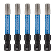 Draper Expert TX-STAR Impact Screwdriver Bits, T30 x 50mm, 1/4" Hex (Pack of 5) Draper - Dynamic Drive