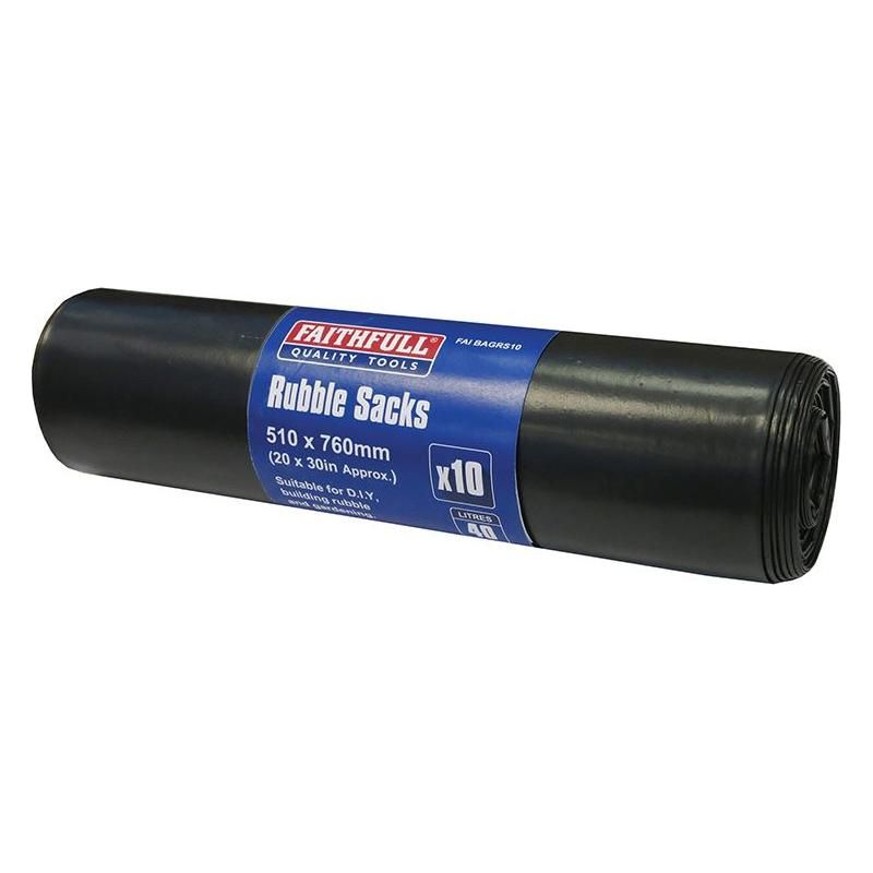 Faithfull Black Rubble Sacks (Roll 10) Faithfull - Dynamic Drive
