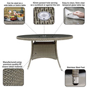 Dellonda Chester Rattan Wicker Round Outdoor Dining Table Tempered Glass Top Dellonda - Dynamic Drive