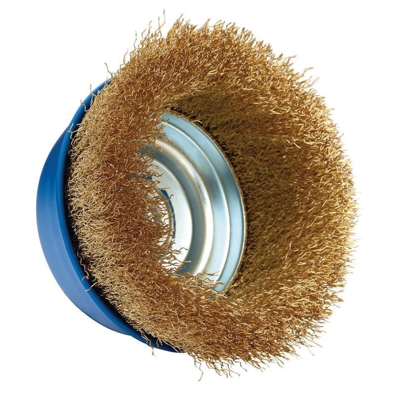 Draper Brassed Steel Crimped Wire Cup Brush, 125mm, M14 41446 Draper - Dynamic Drive