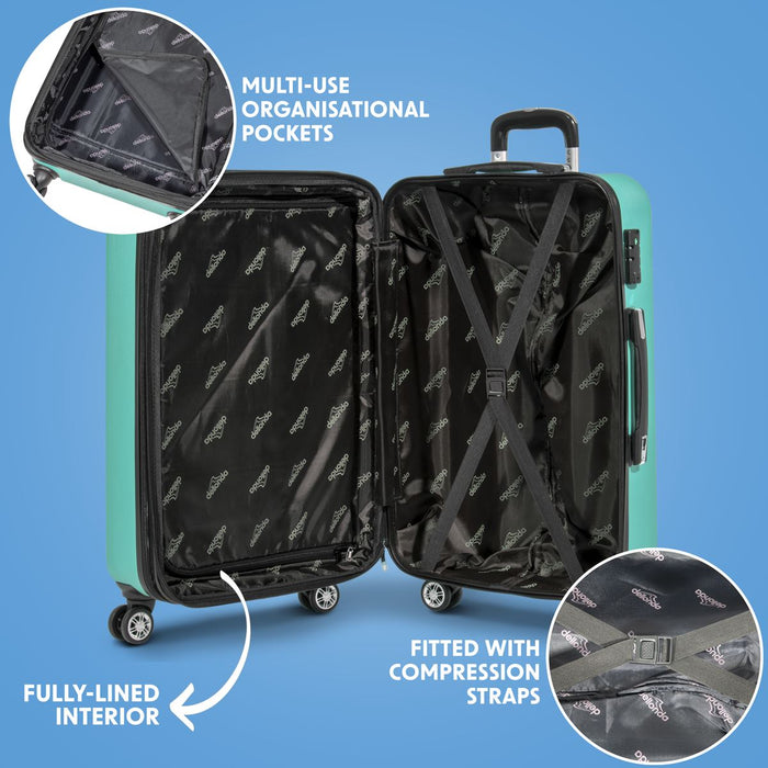 Dellonda 3-Piece Lightweight ABS Luggage Set with TSA Lock  Teal Dellonda  - Dynamic Drive