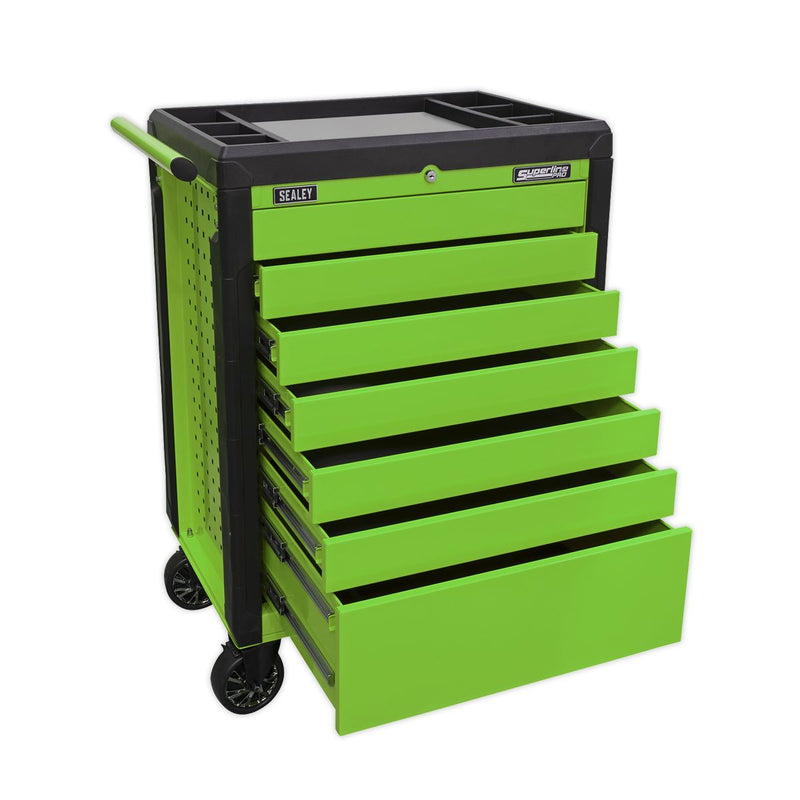 Sealey Rollcab 7 Drawer Push-To-Open Hi-Vis Green APPD7G Sealey - Dynamic Drive