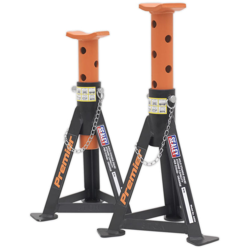 Sealey AXLe Stands (Pair) 3 Tonne Capacity per Stand Orange AS3O Sealey - Dynamic Drive