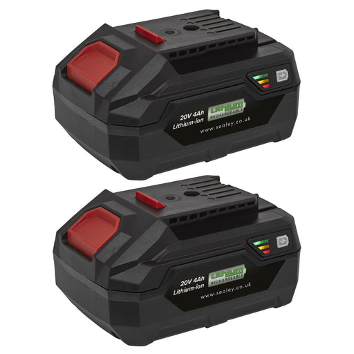 Sealey SV20 Series Power Tool Battery 20V 4Ah - Pack of 2 BK04 Sealey - Dynamic Drive