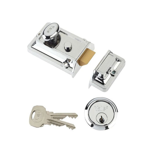 Yale Locks P77 Traditional Nightlatch 60mm Backset Chrome Finish Visi Yale Locks - Dynamic Drive