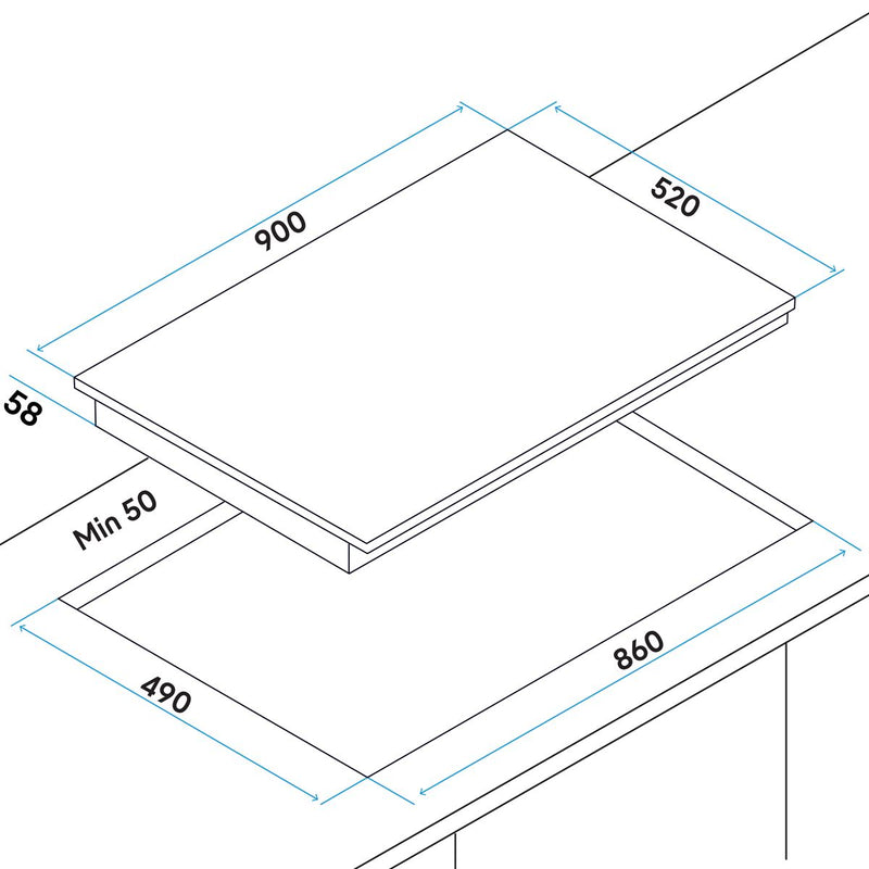 Baridi Integrated Induction Hob with 5 Cooking Zones 90cm 9300W Output Baridi - Dynamic Drive