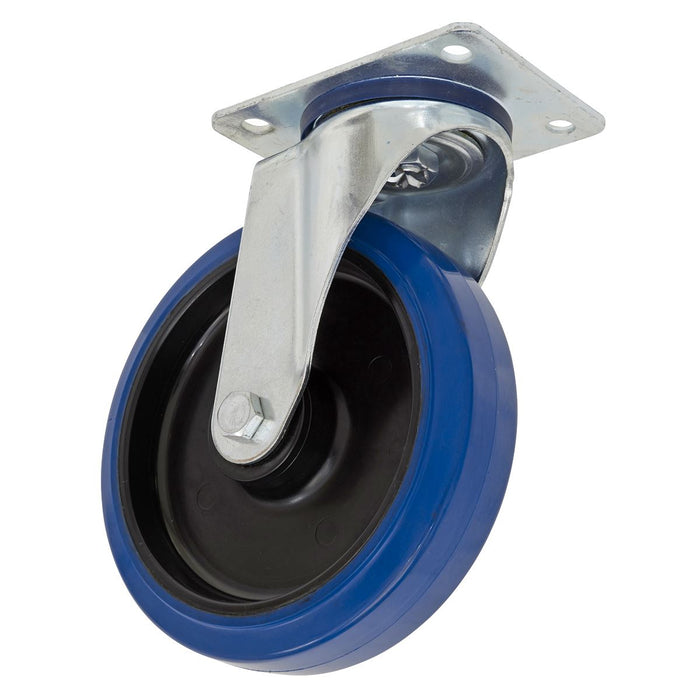 Sealey Heavy-Duty Blue Elastic Rubber Swivel Castor Wheel100mm Trade Sealey - Dynamic Drive
