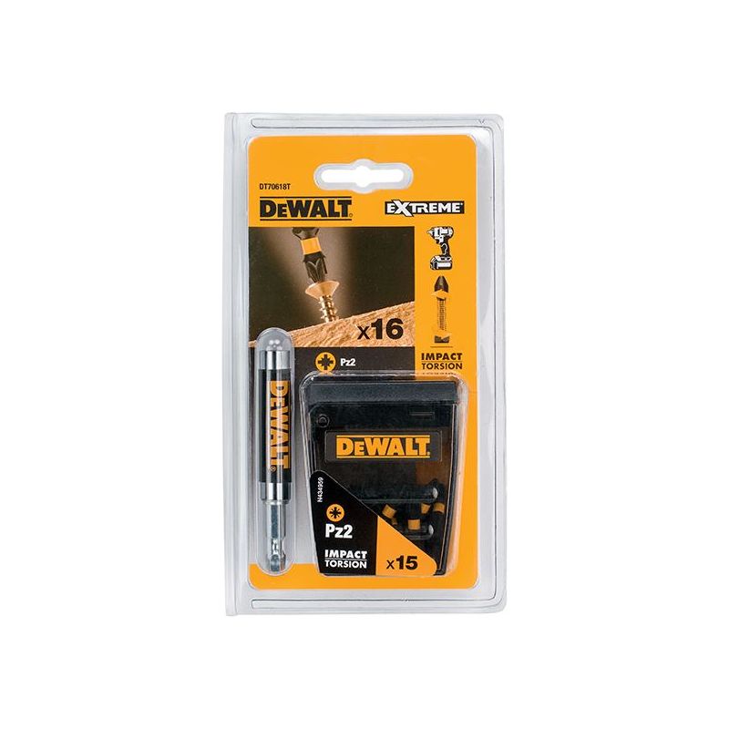 Dewalt Power Tools Extreme Impact Torsion Bits PZ2 (Tic Tac Box 15) and Holder DeWALT Power Tools - Dynamic Drive