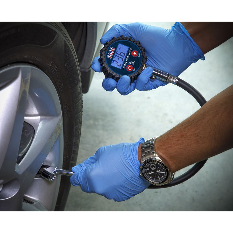 Sealey Digital Tyre Pressure Gauge with Twin Push-On Connector TST003 Sealey - Dynamic Drive