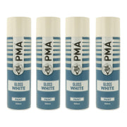 4x AUTOTEK Professional Gloss White 500ml Spray Paint High Coverage Autotek  - Dynamic Drive