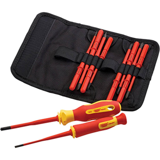 Draper Ergo Plus Extra Slim Interchangeable VDE Screwdriver Set (12 Piece) Draper - Dynamic Drive