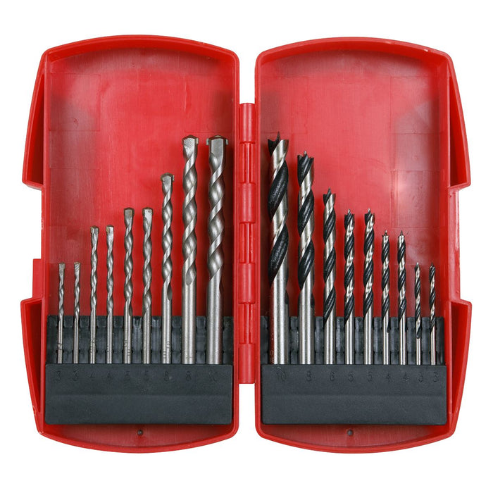 Sealey Wood/Masonry Drill Bit Set 18pc AK3718MW Sealey - Dynamic Drive