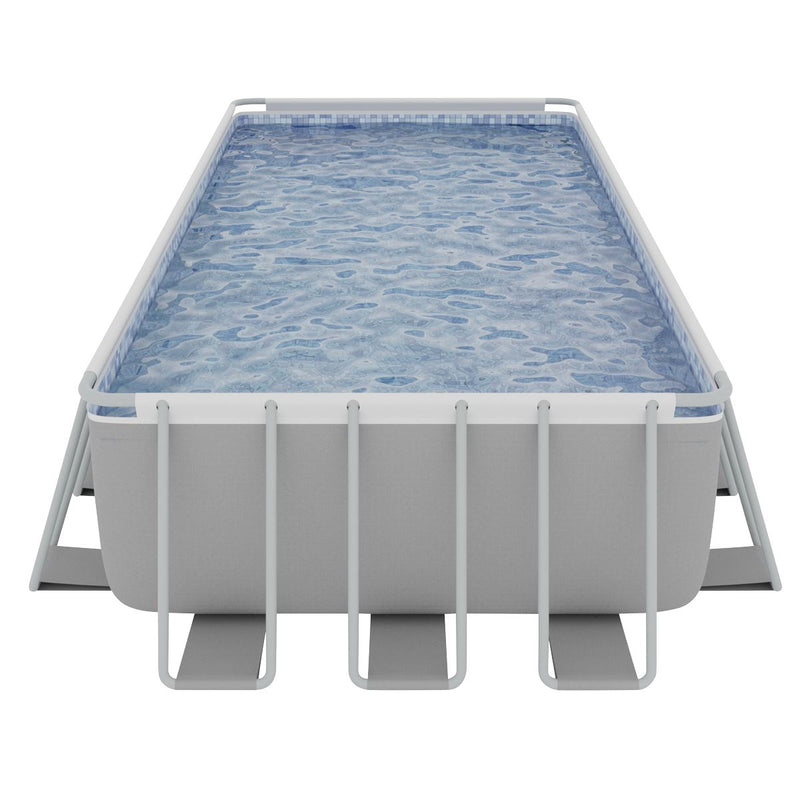 Dellonda Steel Frame Rectangular Swimming Pool - Step Ladder & Filter Pump 25ft Dellonda - Dynamic Drive