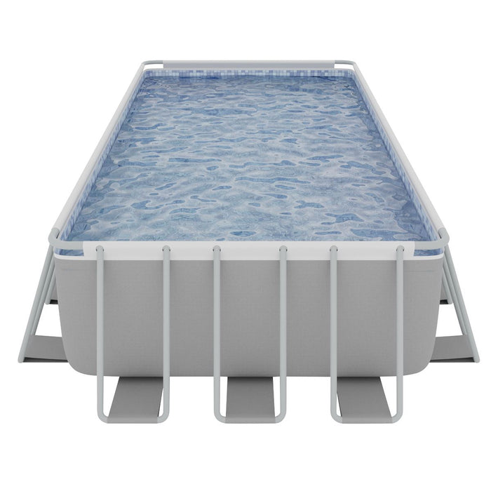 Dellonda Steel Frame Rectangular Swimming Pool - Step Ladder & Filter Pump 25ft Dellonda - Dynamic Drive