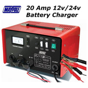 Maypole Heavy Duty Steel 20 Amp 12V/24V Car Van Tractor Battery Charger Mp730 Town Tools - Dynamic Drive