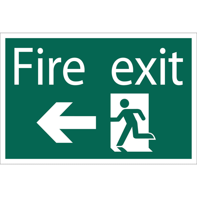 Draper Fire Exit Arrow Left' Safety Sign 72448 Draper - Dynamic Drive